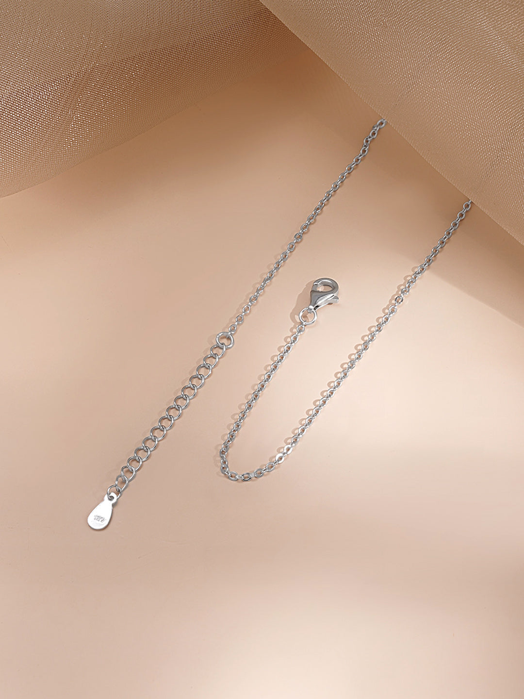 925 Fine Silver Timeless Pearl Charm Necklace Length-25 cm : Width-1 cm