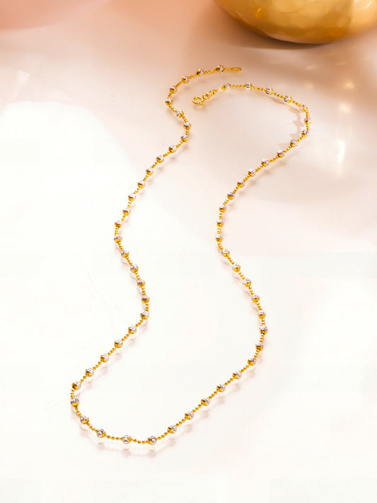 925 Fine Silver Dual Tone Crystal Minimal Necklace Length-27 cm : Width-0.3 cm