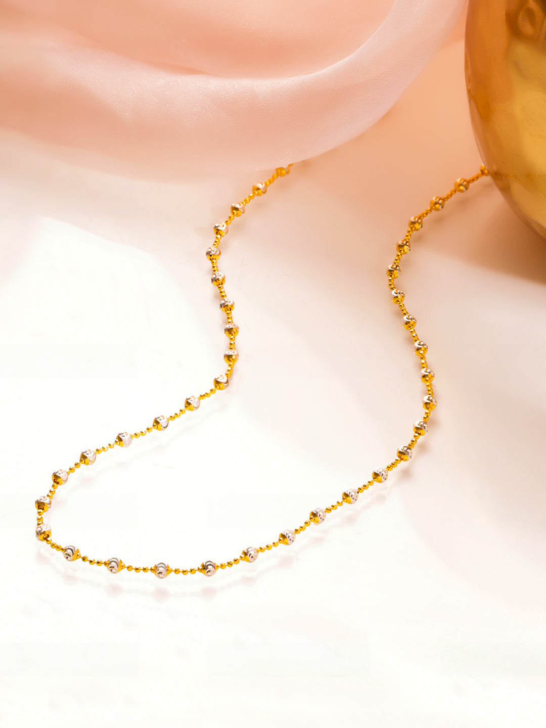 925 Fine Silver Dual Tone Crystal Minimal Necklace Length-27 cm : Width-0.3 cm