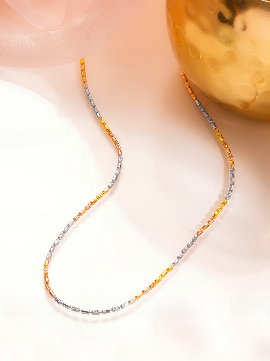 925 Fine Silver Classic Dual Tone Necklace Length-25 cm : Width-0.3 cm