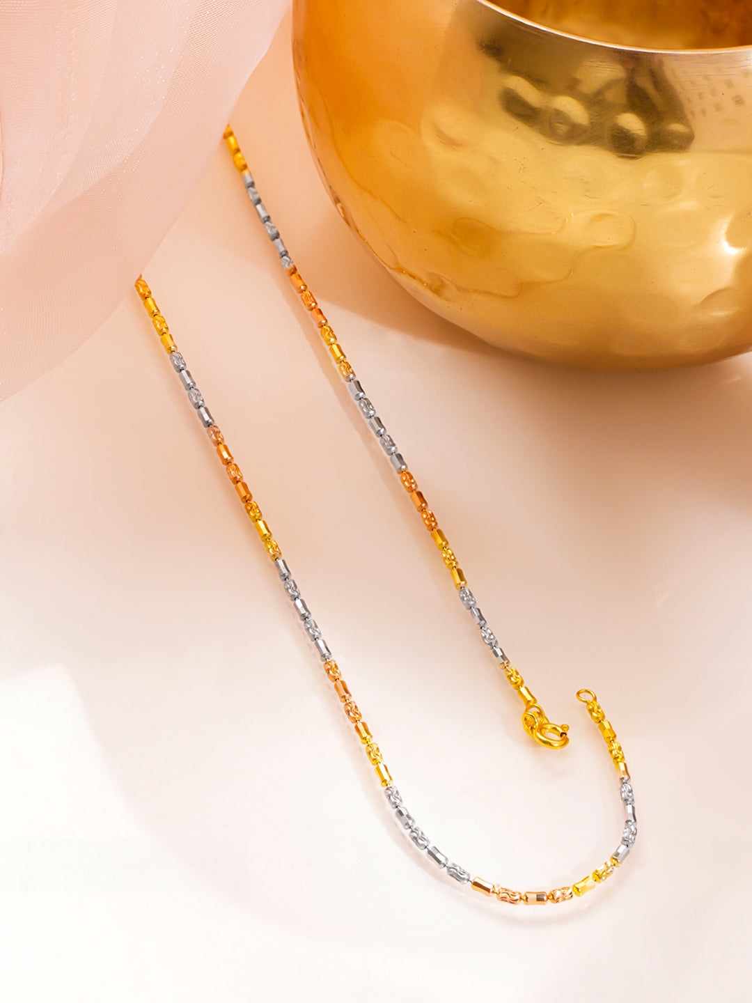 925 Fine Silver Classic Dual Tone Necklace Length-25 cm : Width-0.3 cm