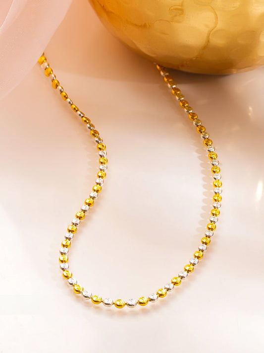 925 Fine Silver Dual Bead Necklace Length-25 cm : Width-0.3 cm
