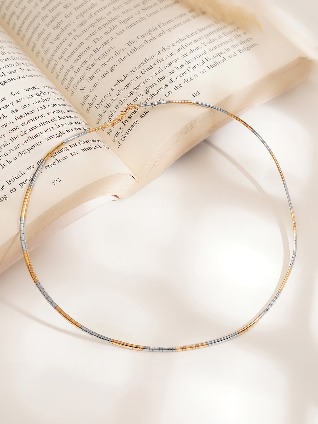 925 Fine Silver Dual Tone Sleek Choker Necklace Length-19 cm : Width-0.2 cm