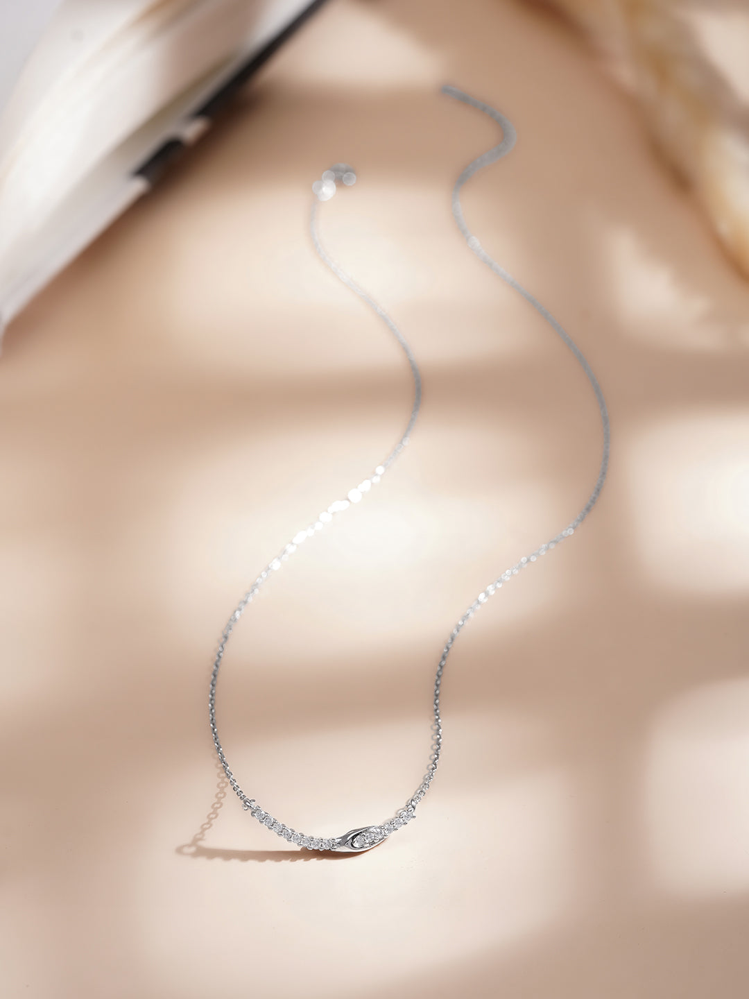 925 Fine Silver Crystal Accent Statement Necklace Length-19 cm : Width-3 cm
