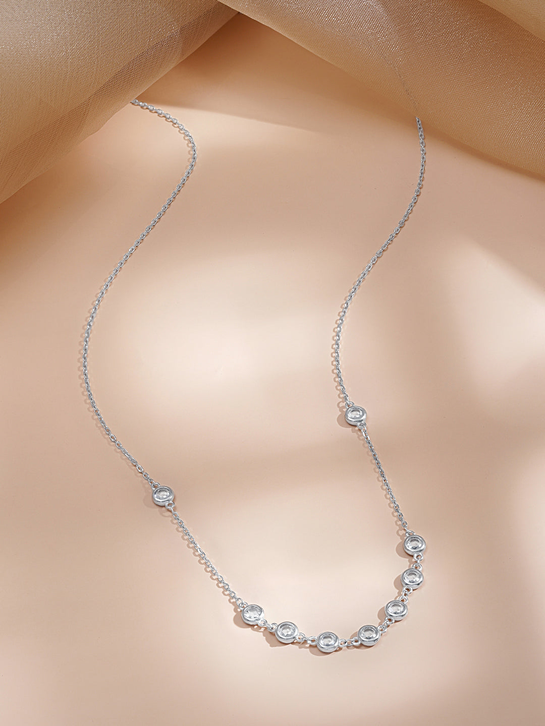 925 Fine Silver Crystal Charm Necklace Length-25 cm : Width-0.5 cm