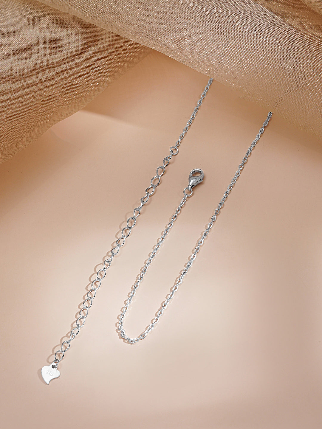 925 Fine Silver Crystal Charm Necklace Length-25 cm : Width-0.5 cm