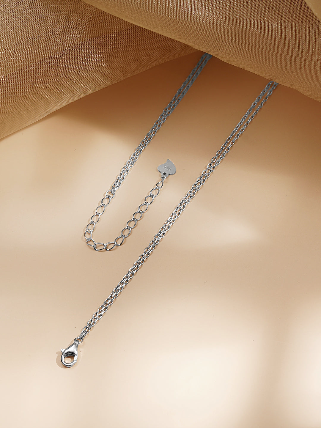 925 Fine Silver Dual Layer Crystal Necklace Length-39 cm : Width-0.8 cm