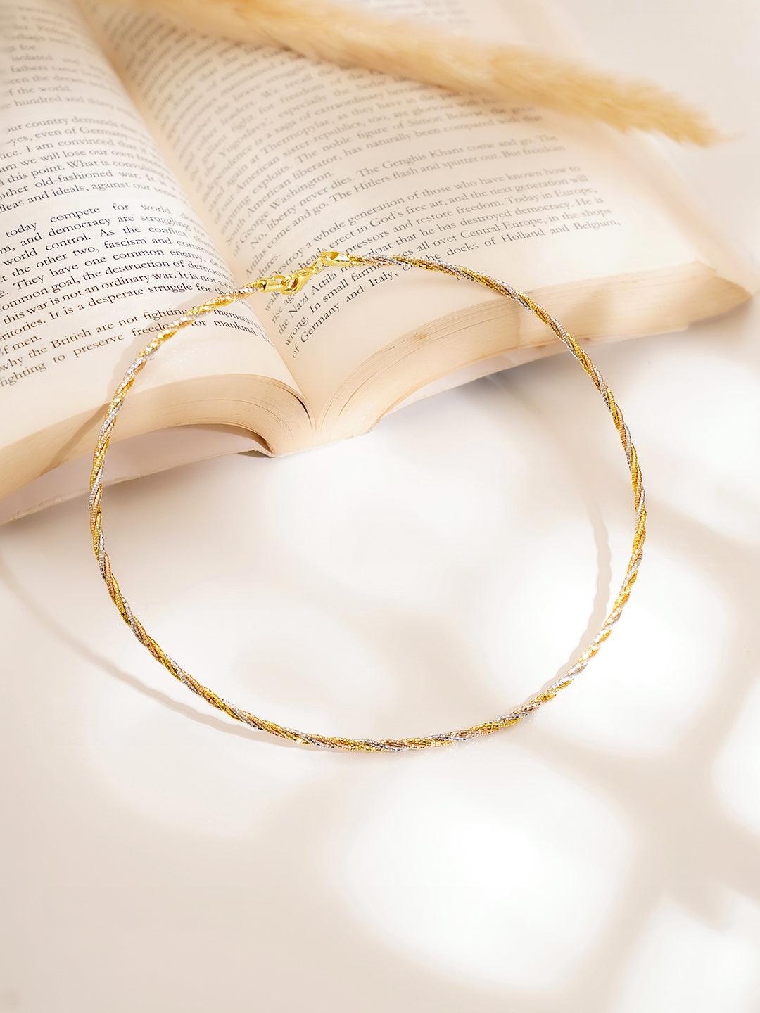 925 Fine Silver Twisted Rope Choker Necklace Length-19 cm : Width-0.3 cm