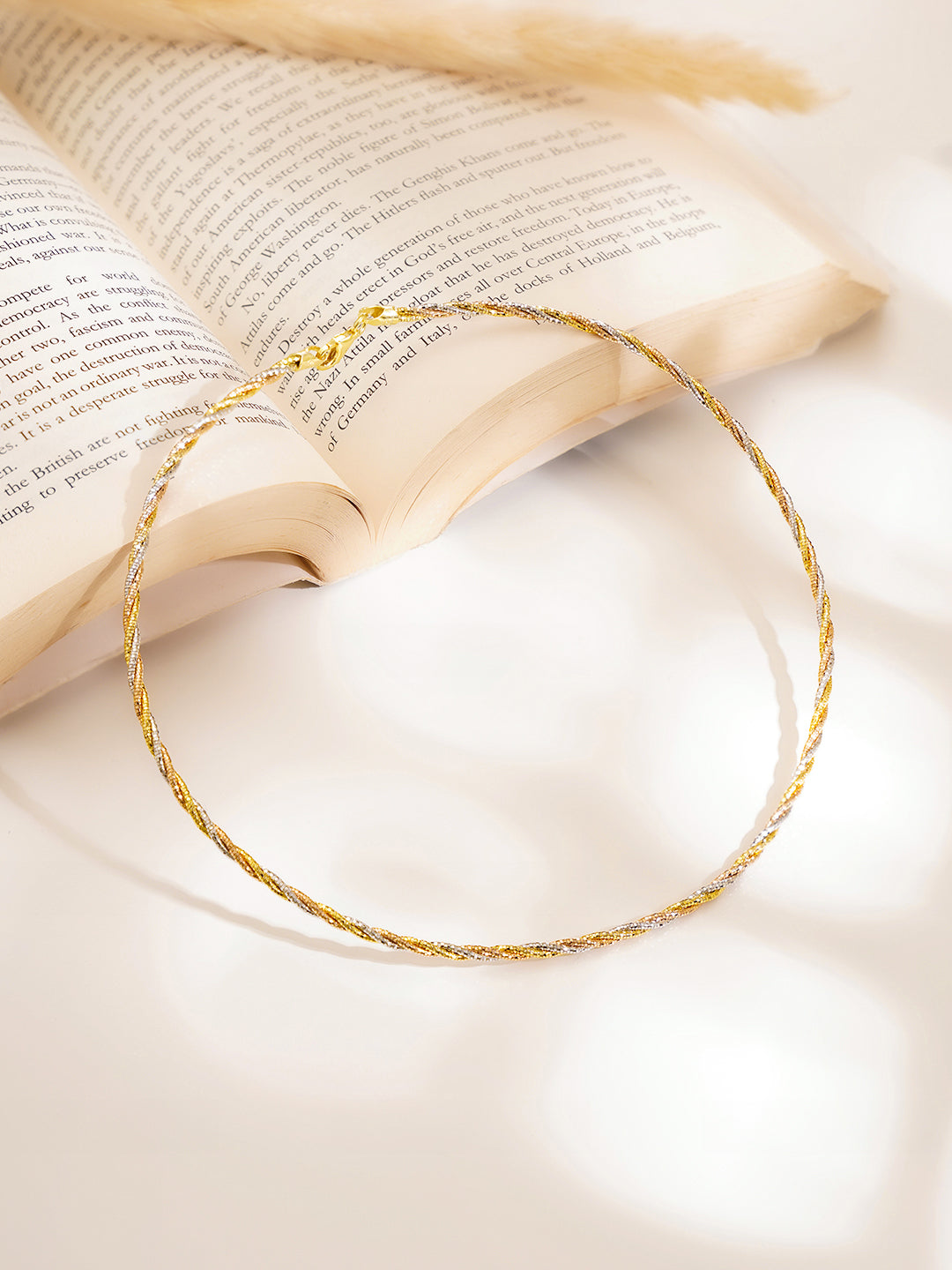 925 Fine Silver Twisted Rope Choker Necklace Length-19 cm : Width-0.3 cm