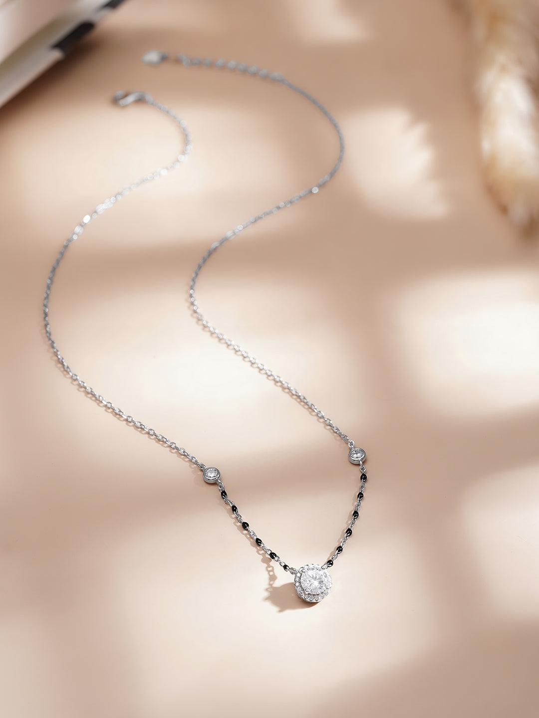 925 Fine  Silver Celestial Diamond Mangalsutra Necklace Length-22 cm : Width-0.8 cm