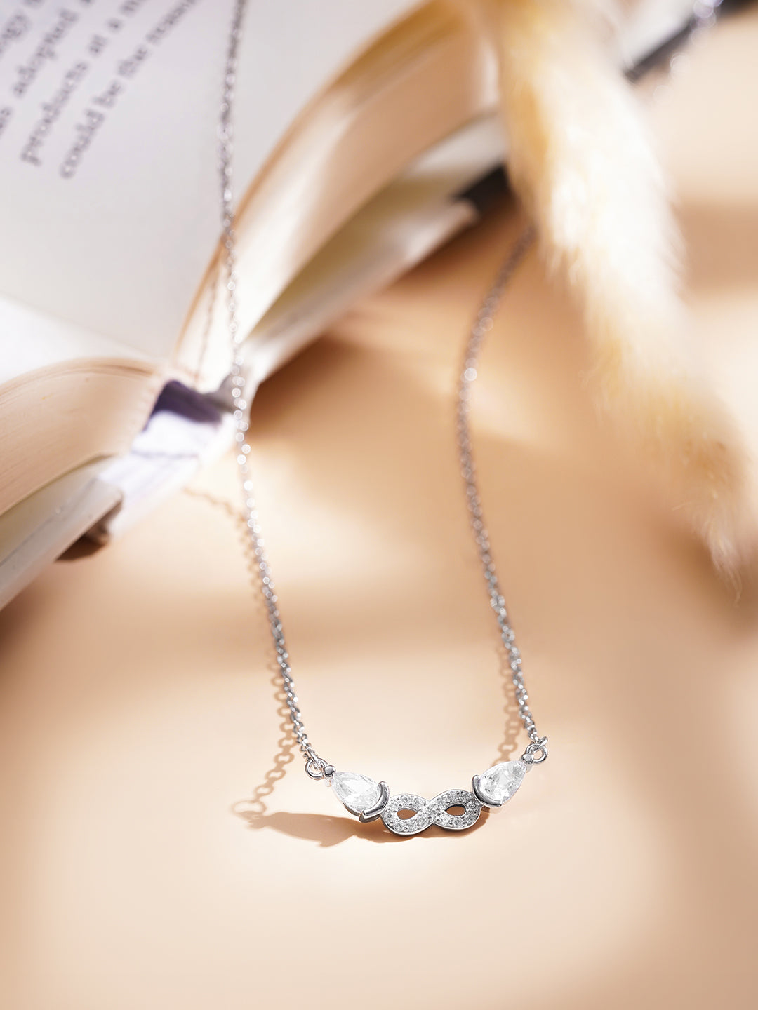 925 Fine Silver Crystal Cluster Necklace Length-20 cm : Width-2.5 cm