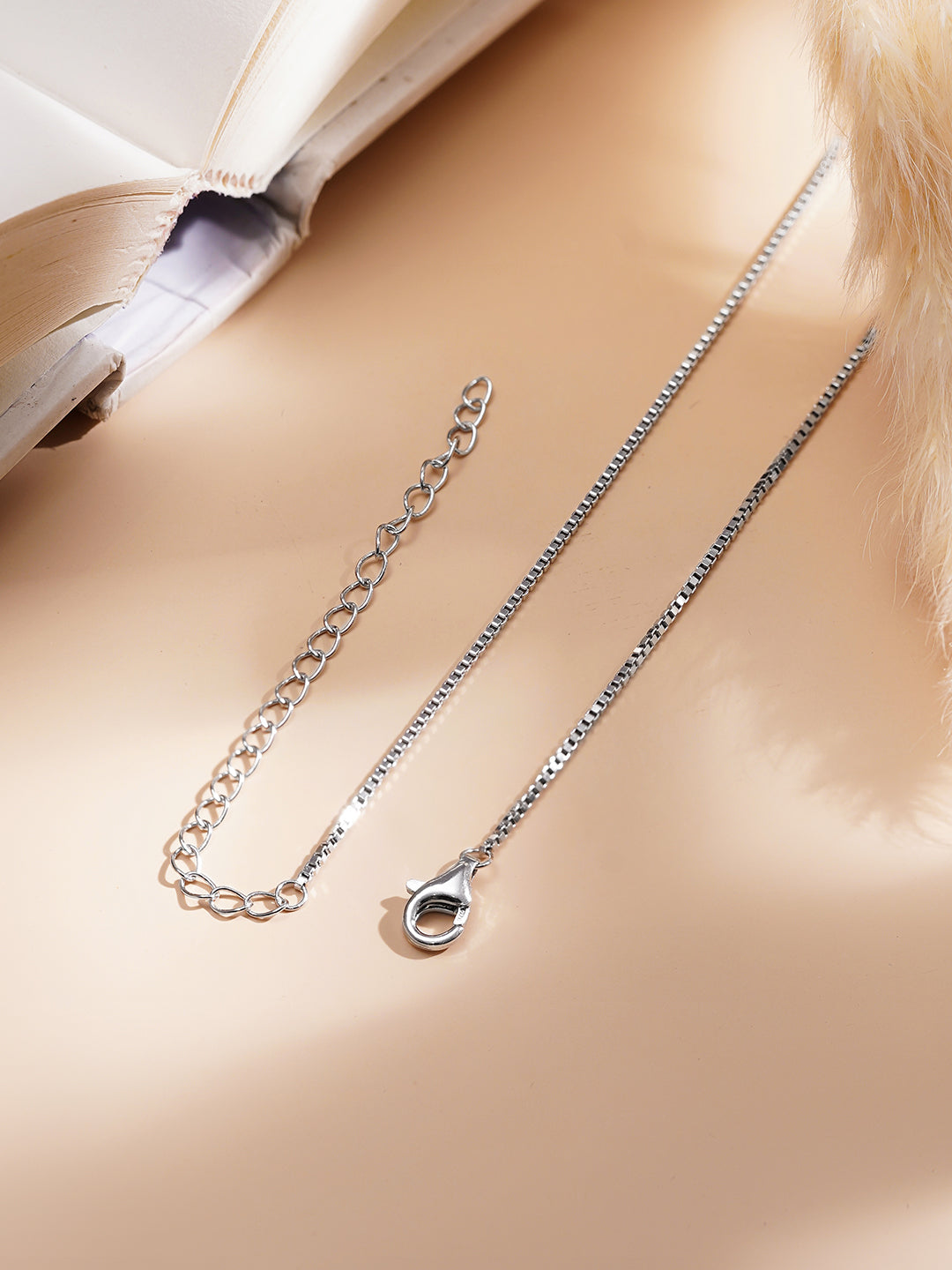 925 Fine Silver Solitaire Crystal Pendant Necklace Length-19 cm. : Width-1 cm
