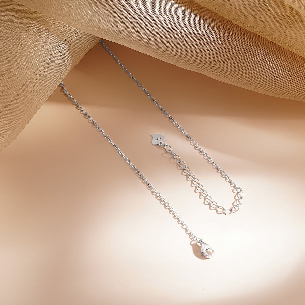 925 Fine Silver Crystal Layered Chain Necklace Length-33 cm. : Width-0.5 cm