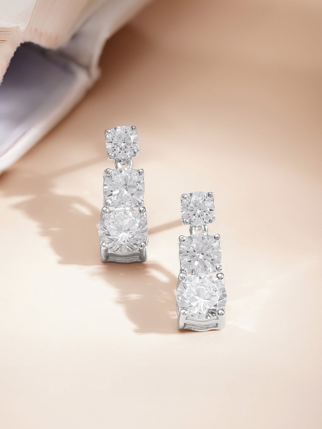 925 Fine Silver Diamond Cascade Pendant Set Length-23 cm : Width-1.5 cm