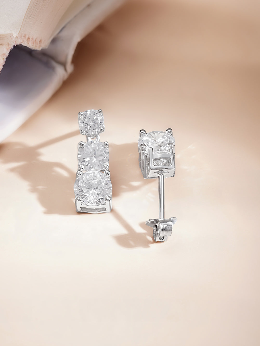 925 Fine Silver Diamond Cascade Pendant Set Length-23 cm : Width-1.5 cm