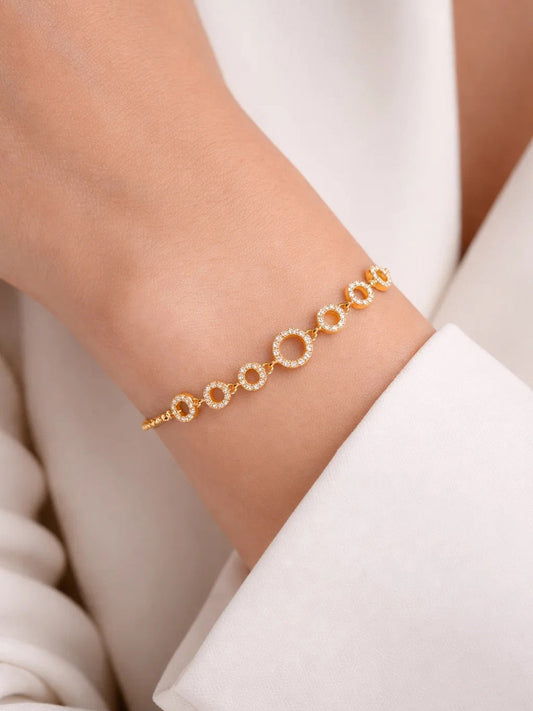 925 Fine Silver Sparkling Zirconia Adjustable Bracelet Length-18 cm : Width-1 cm
