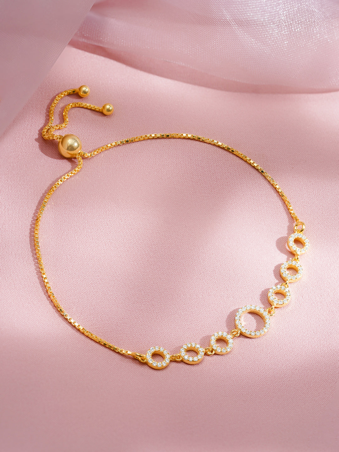 925 Fine Silver Sparkling Zirconia Adjustable Bracelet Length-18 cm : Width-1 cm