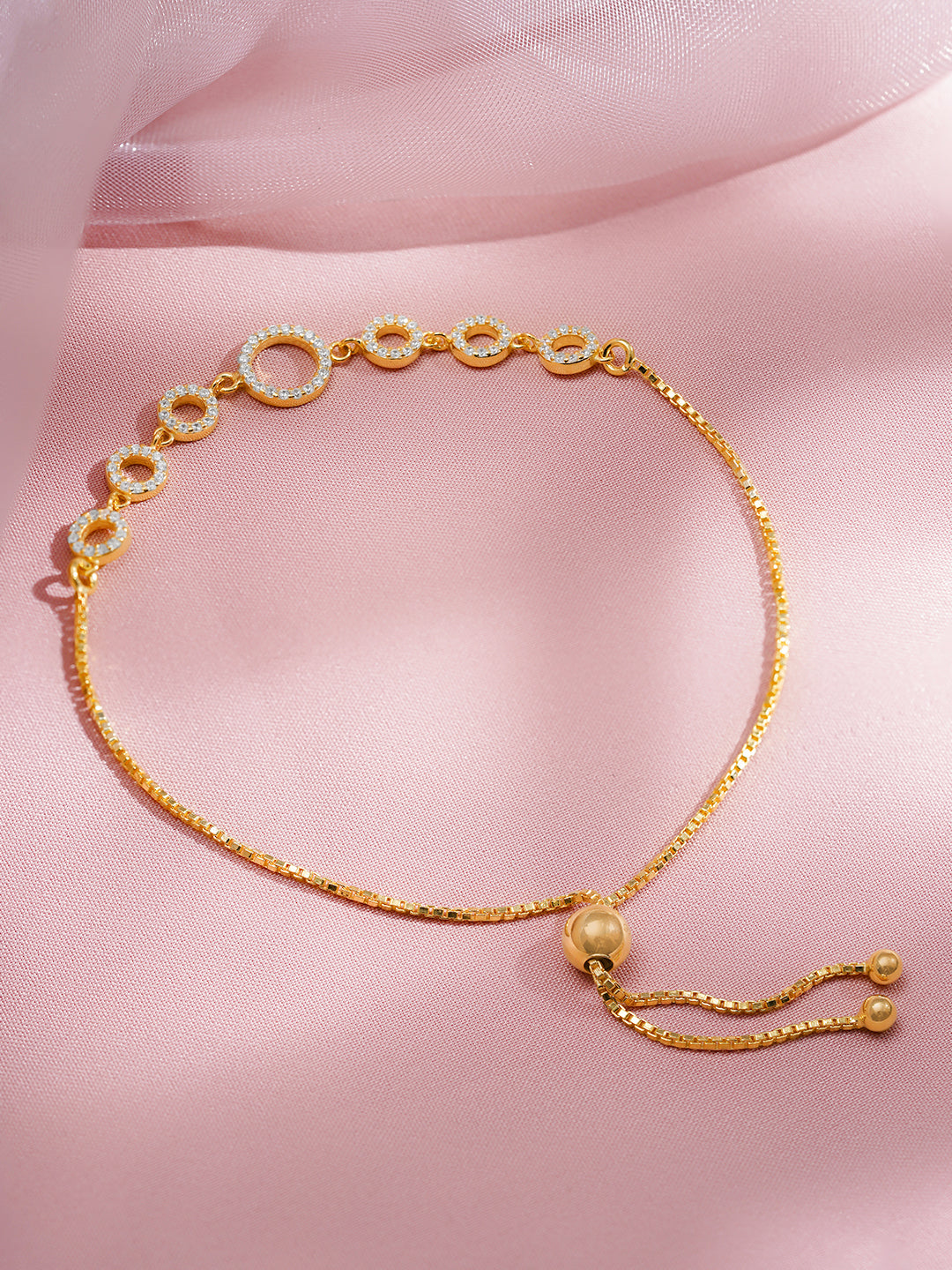925 Fine Silver Sparkling Zirconia Adjustable Bracelet Length-18 cm : Width-1 cm