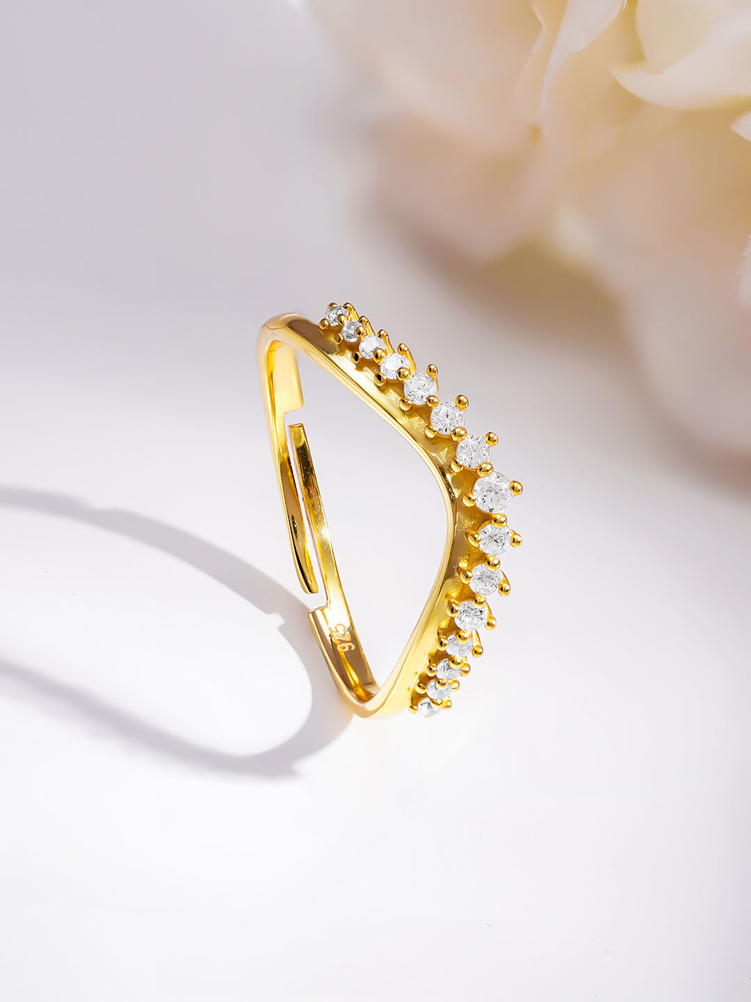925 Fine  Silver Glittering Crown Ring フリーサイズ