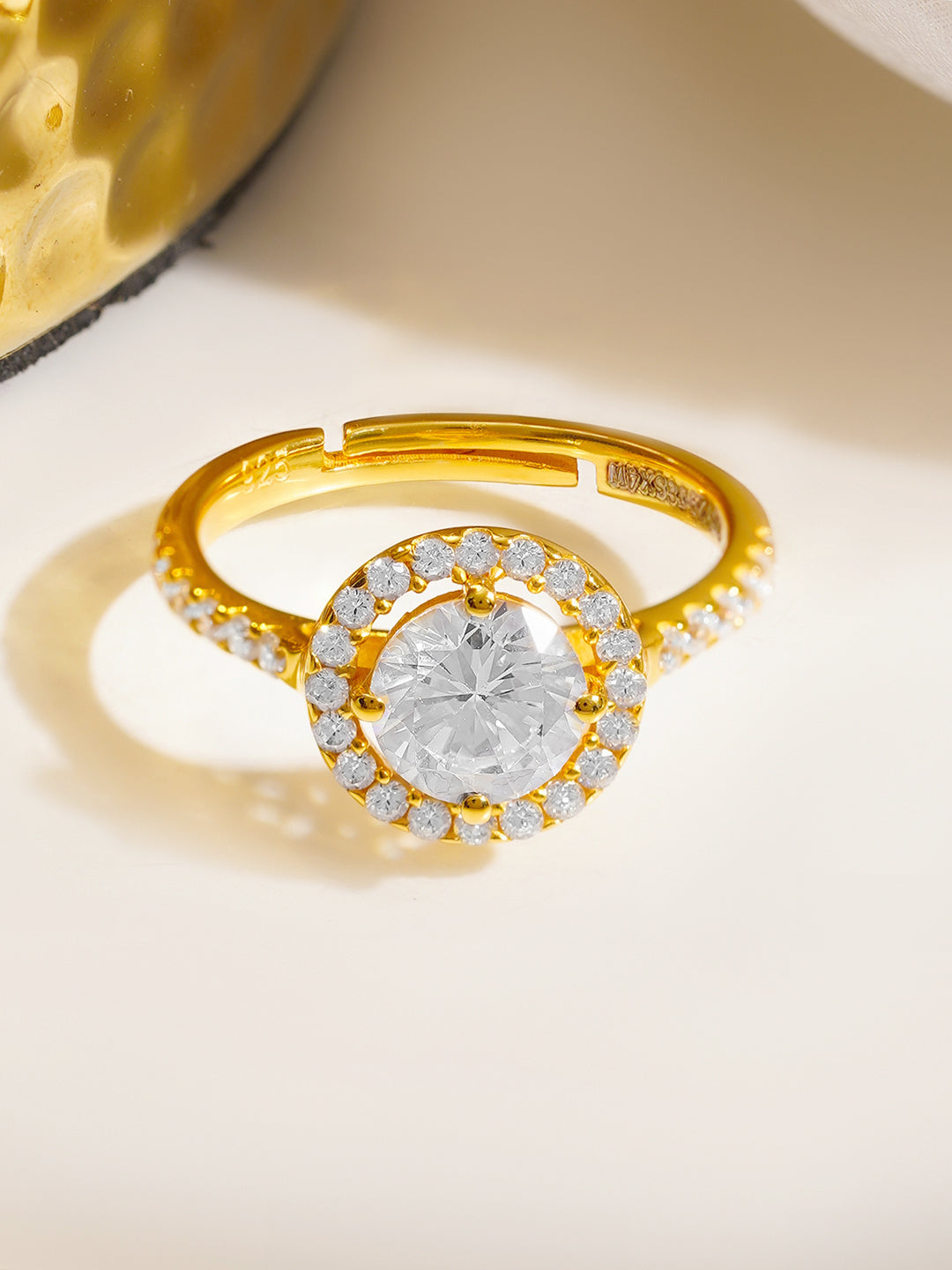 925 Fine  Silver Celestial Halo Ring フリーサイズ