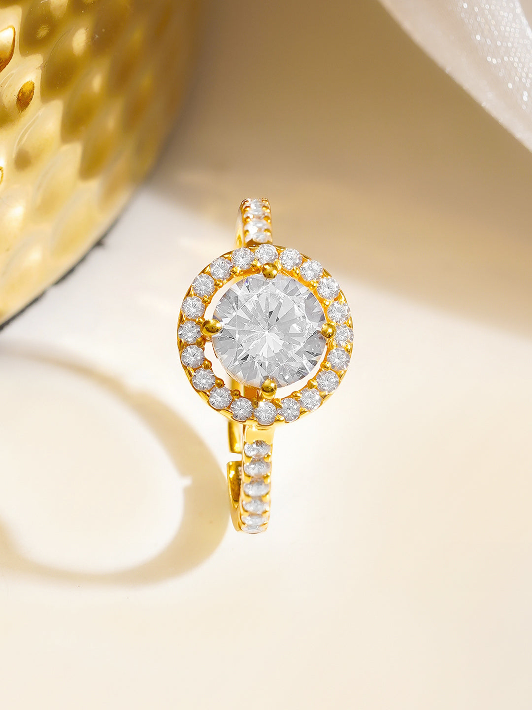 925 Fine  Silver Celestial Halo Ring フリーサイズ