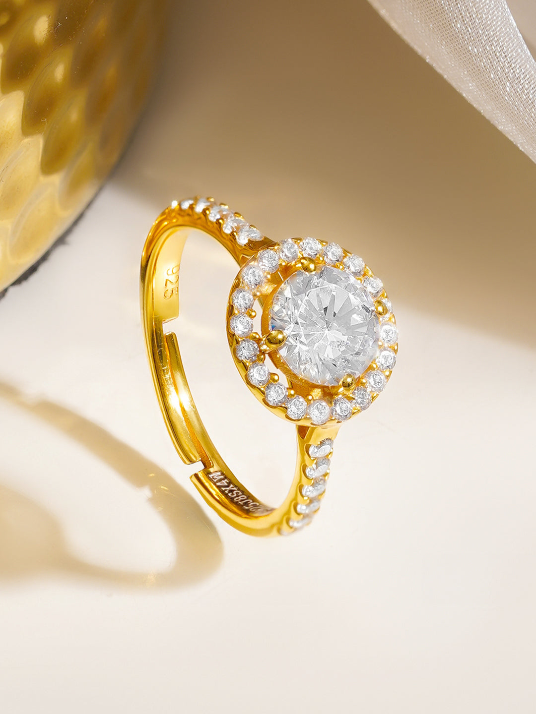 925 Fine  Silver Celestial Halo Ring フリーサイズ