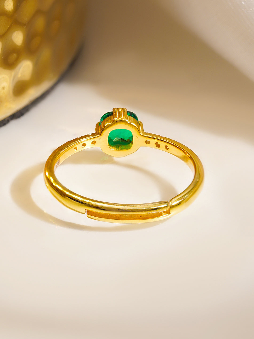 925 Fine  Silver Emerald Charm Ring フリーサイズ