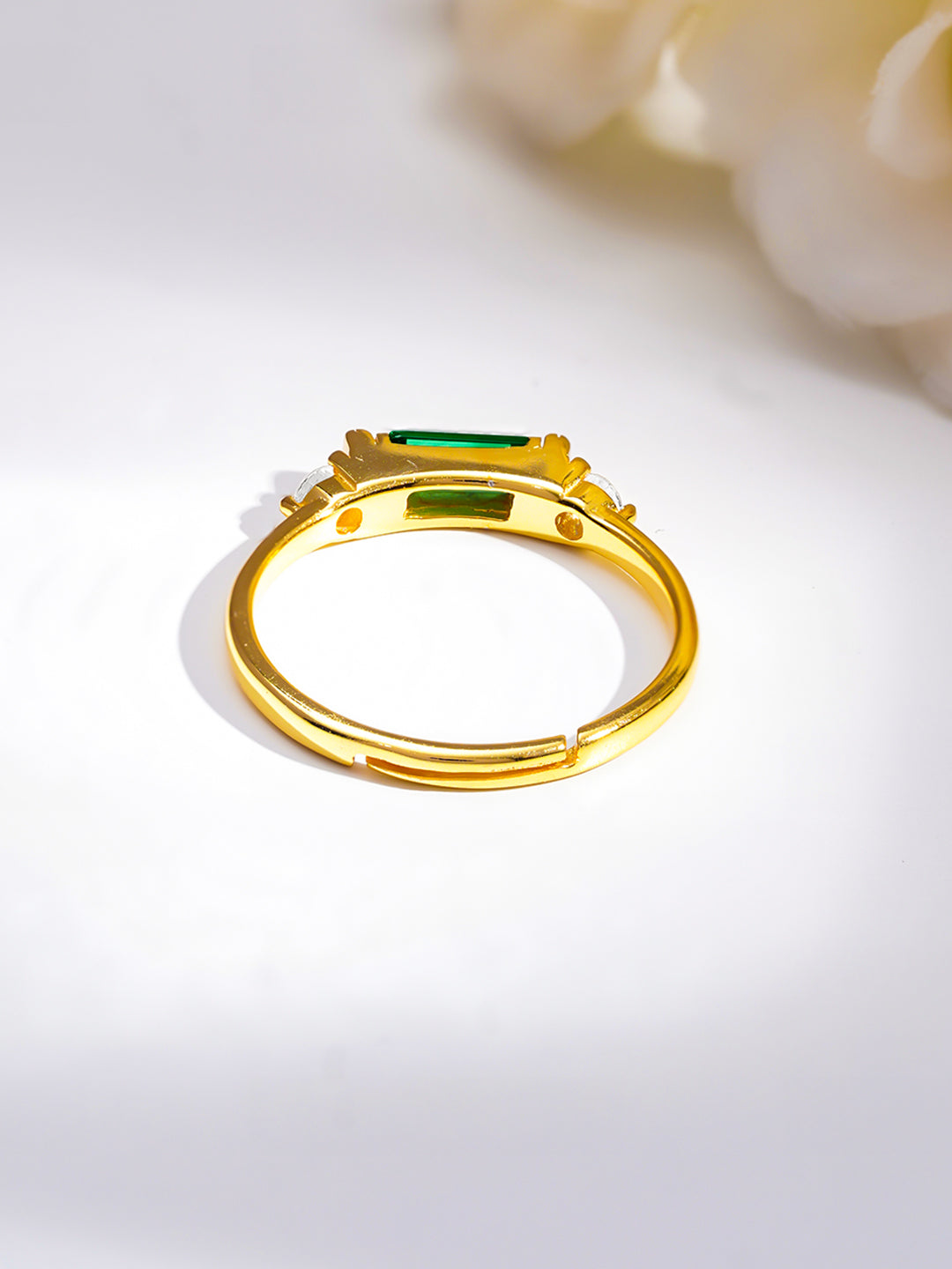 925 Fine  Silver Emerald Glow Minimal Ring フリーサイズ
