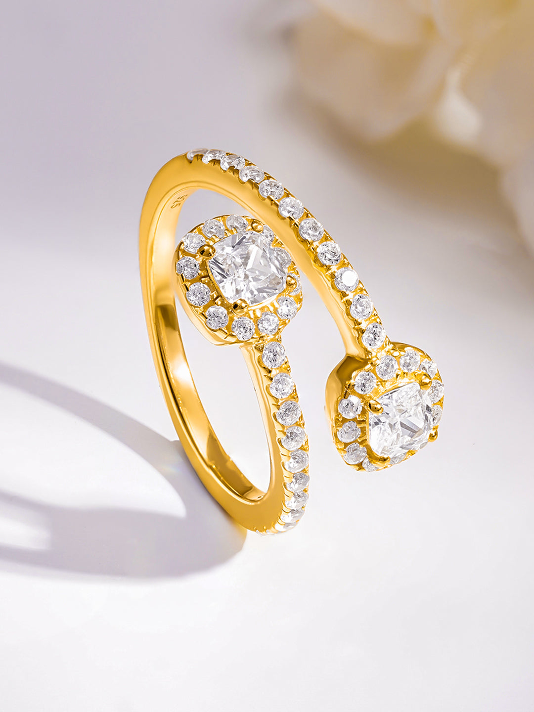 925 Fine  Silver Twin Cluster Wrap Ring フリーサイズ