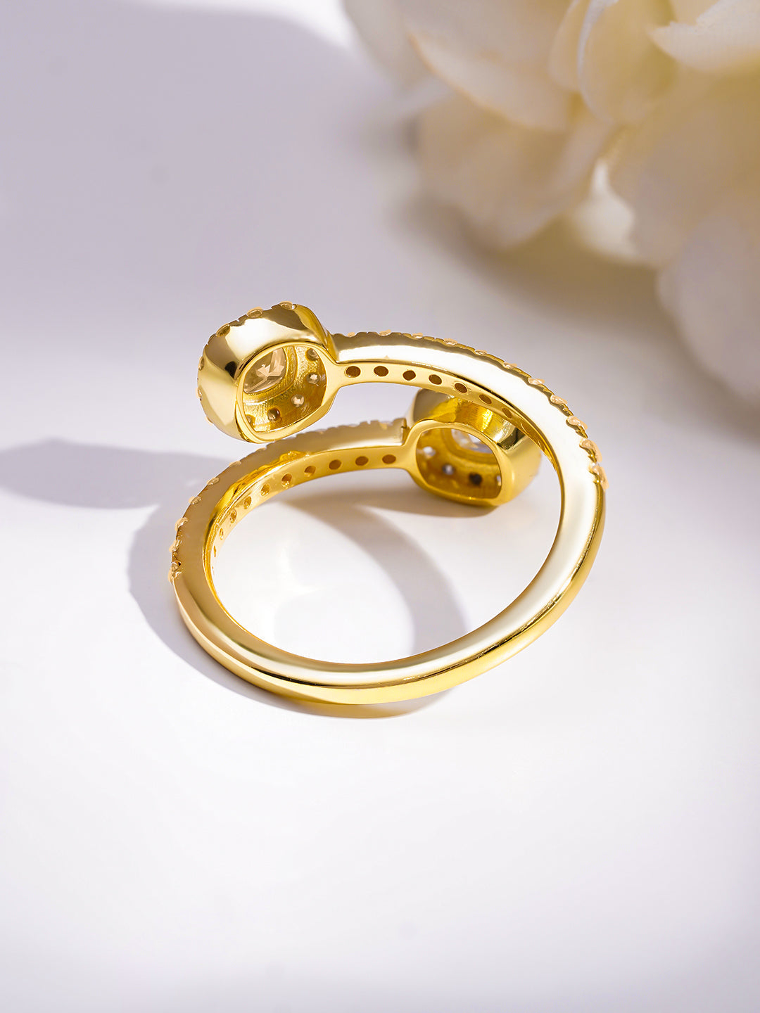 925 Fine  Silver Twin Cluster Wrap Ring フリーサイズ