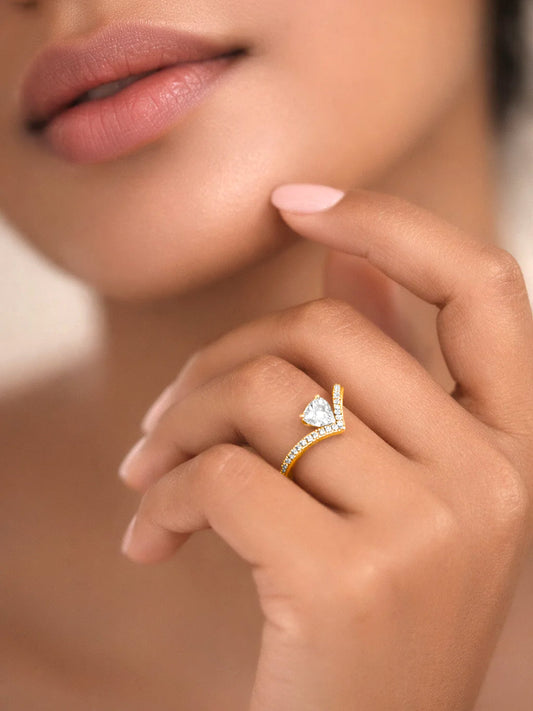 925 Fine  Silver Romantic Heart Promise Ring フリーサイズ