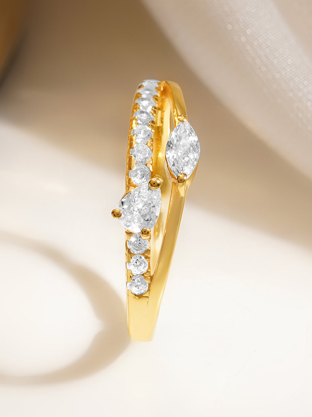 925 Fine  Silver Diamond Shine Statement Ring フリーサイズ