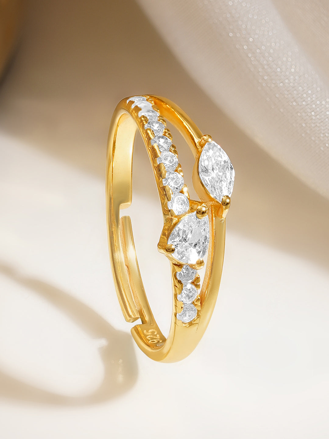 925 Fine  Silver Diamond Shine Statement Ring フリーサイズ