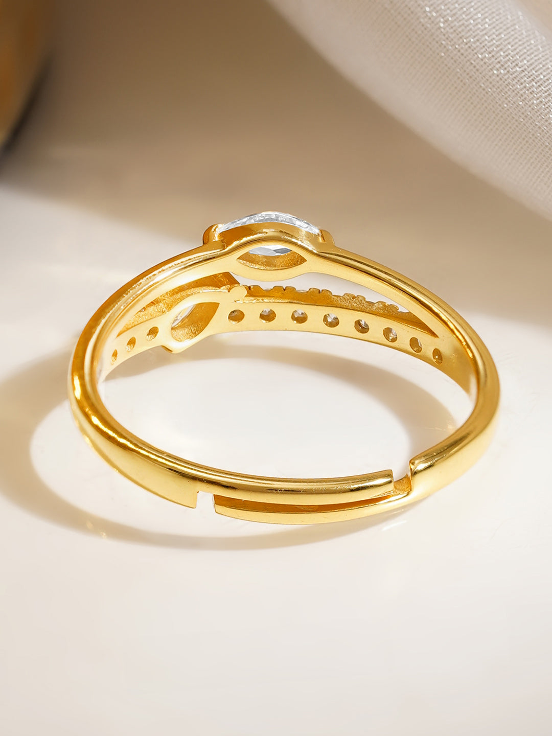 925 Fine  Silver Diamond Shine Statement Ring フリーサイズ