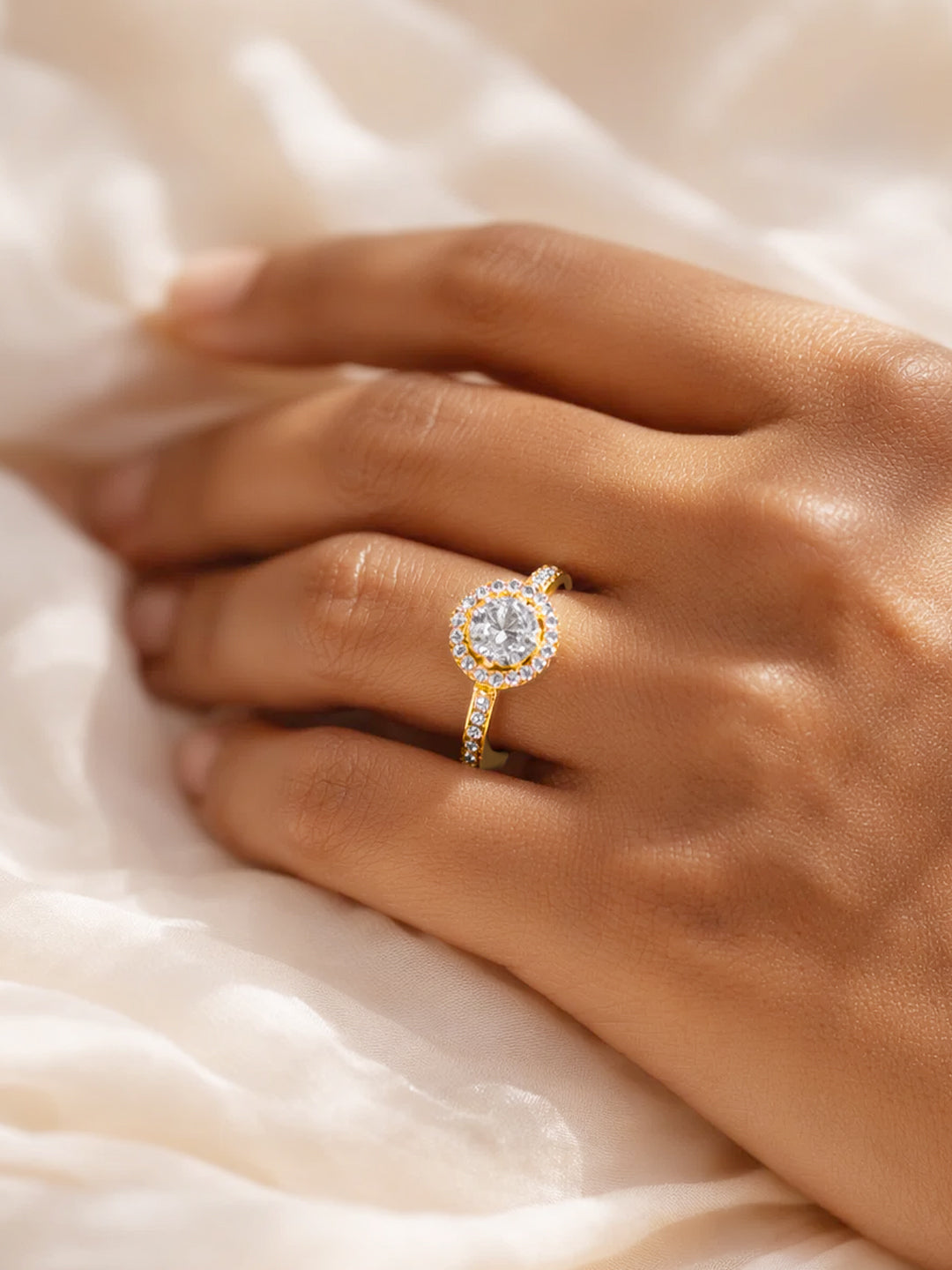925 Fine  Silver Solitaire Halo Glow Ring フリーサイズ