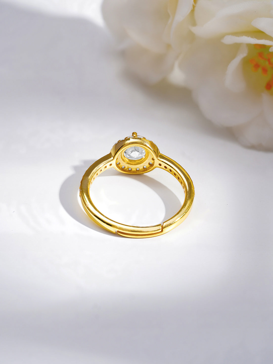 925 Fine  Silver Solitaire Halo Glow Ring フリーサイズ