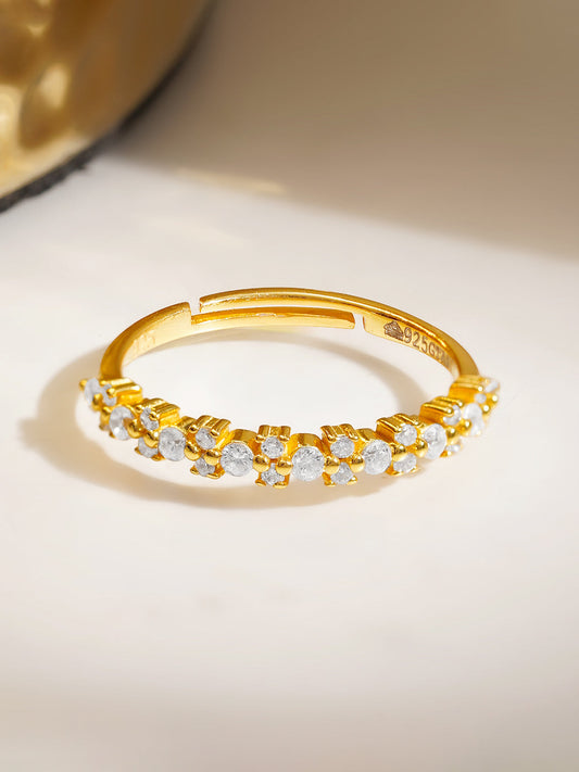 925 Fine  Silver Glittery Crown Band Ring フリーサイズ