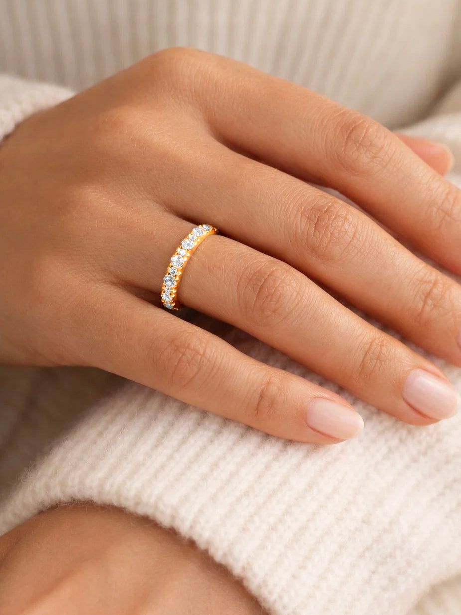 925 Fine  Silver Glittery Crown Band Ring フリーサイズ