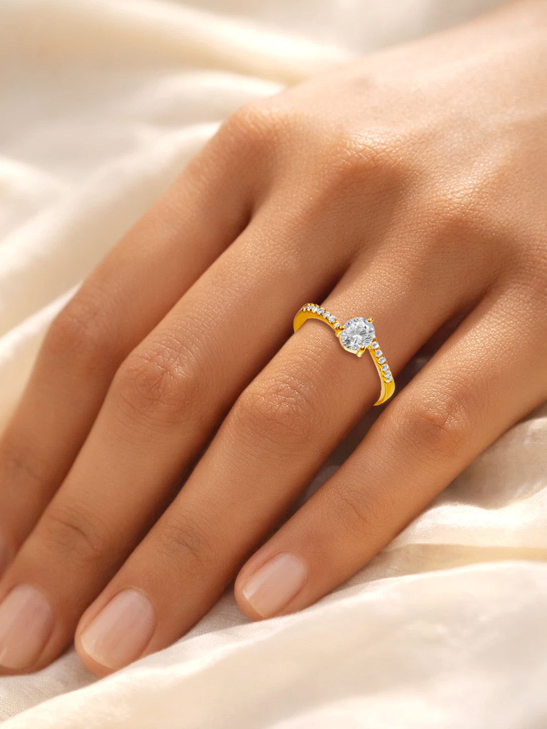 925 Fine  Silver Diamond Shine Statement Ring フリーサイズ
