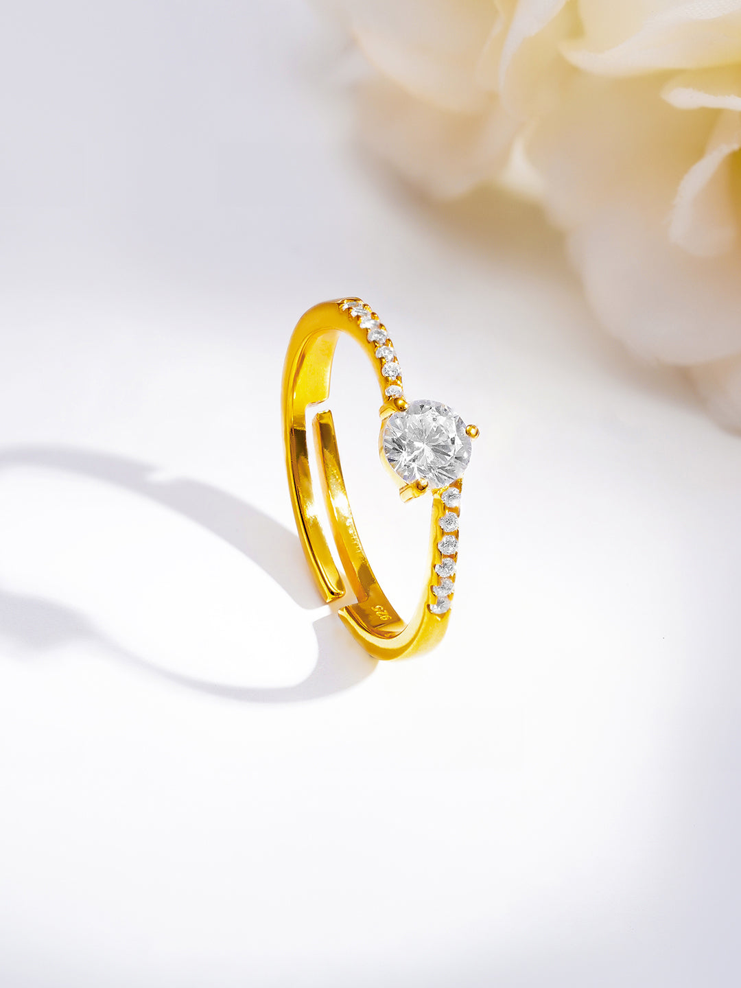925 Fine  Silver Diamond Shine Statement Ring フリーサイズ