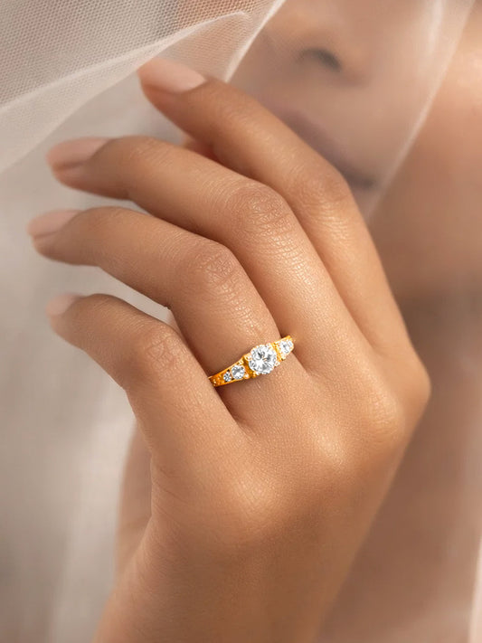 925 Fine Silver Triple Crystal Glow Ring フリーサイズ