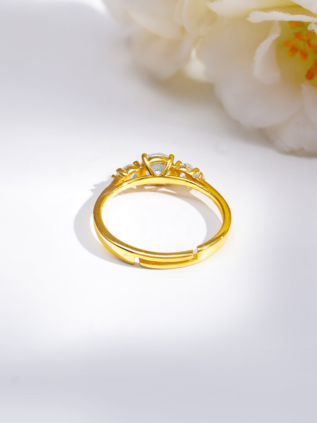 925 Fine Silver Triple Crystal Glow Ring フリーサイズ