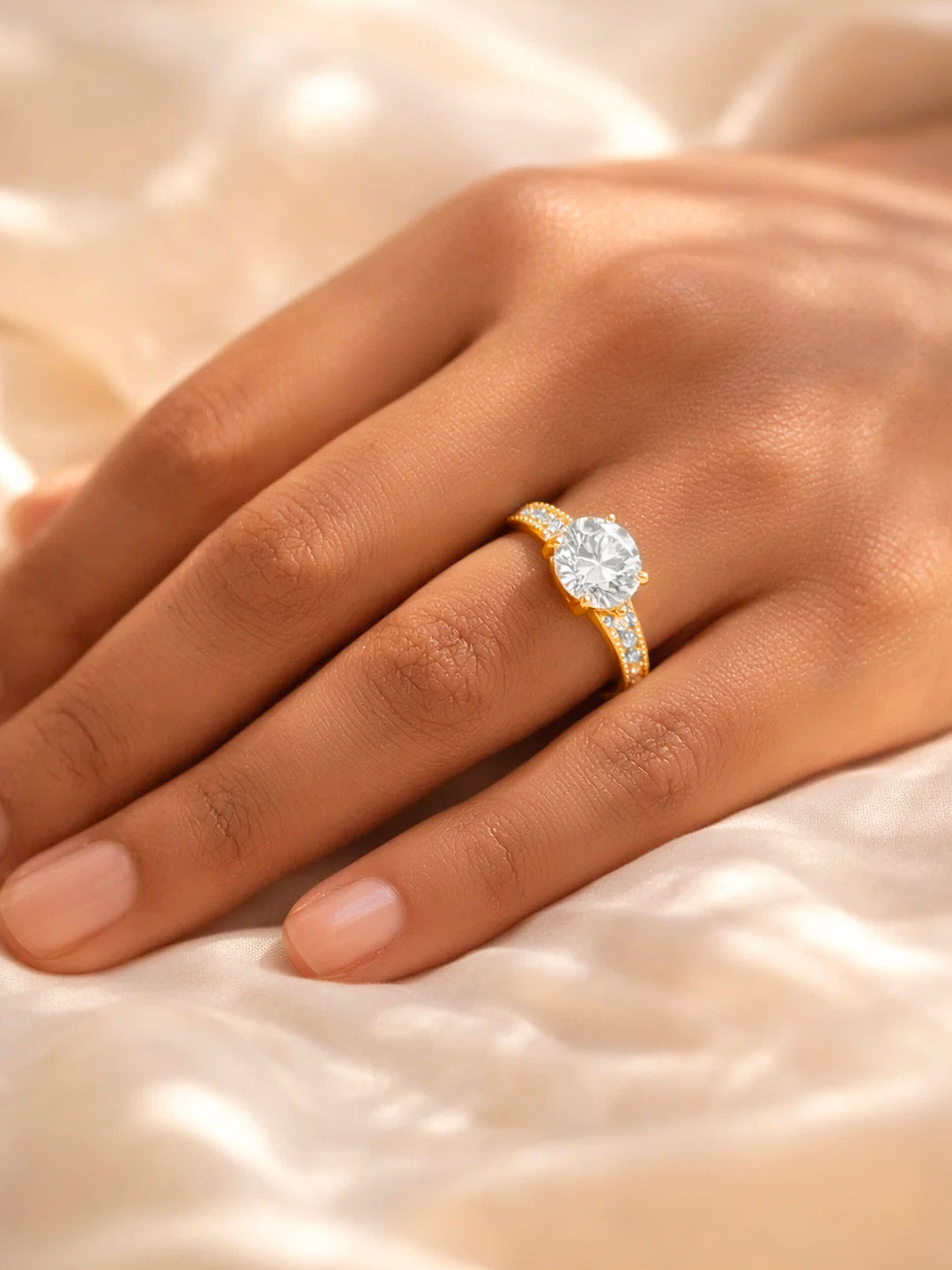 925 Fine  Silver Diamond Shine Statement Ring フリーサイズ