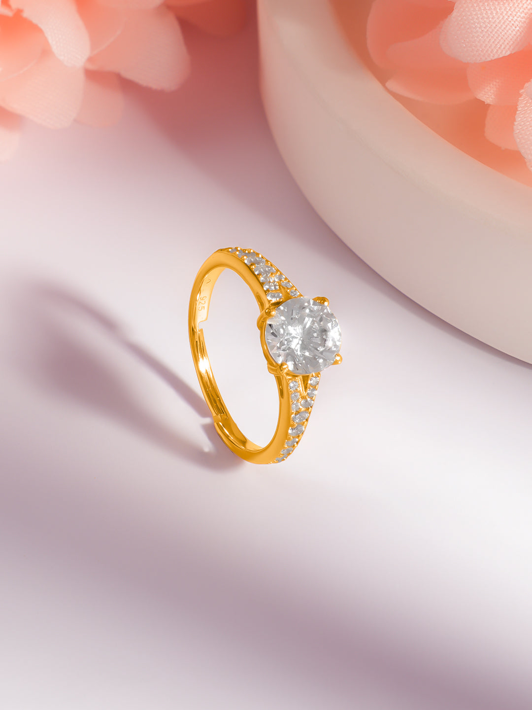 925 Fine  Silver Diamond Shine Statement Ring フリーサイズ
