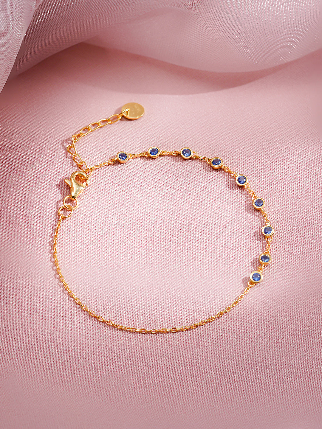 925 Fine Silver Sparkling Blue Crystal Bracelet Length-18 cm : Width - 0. 3 cm