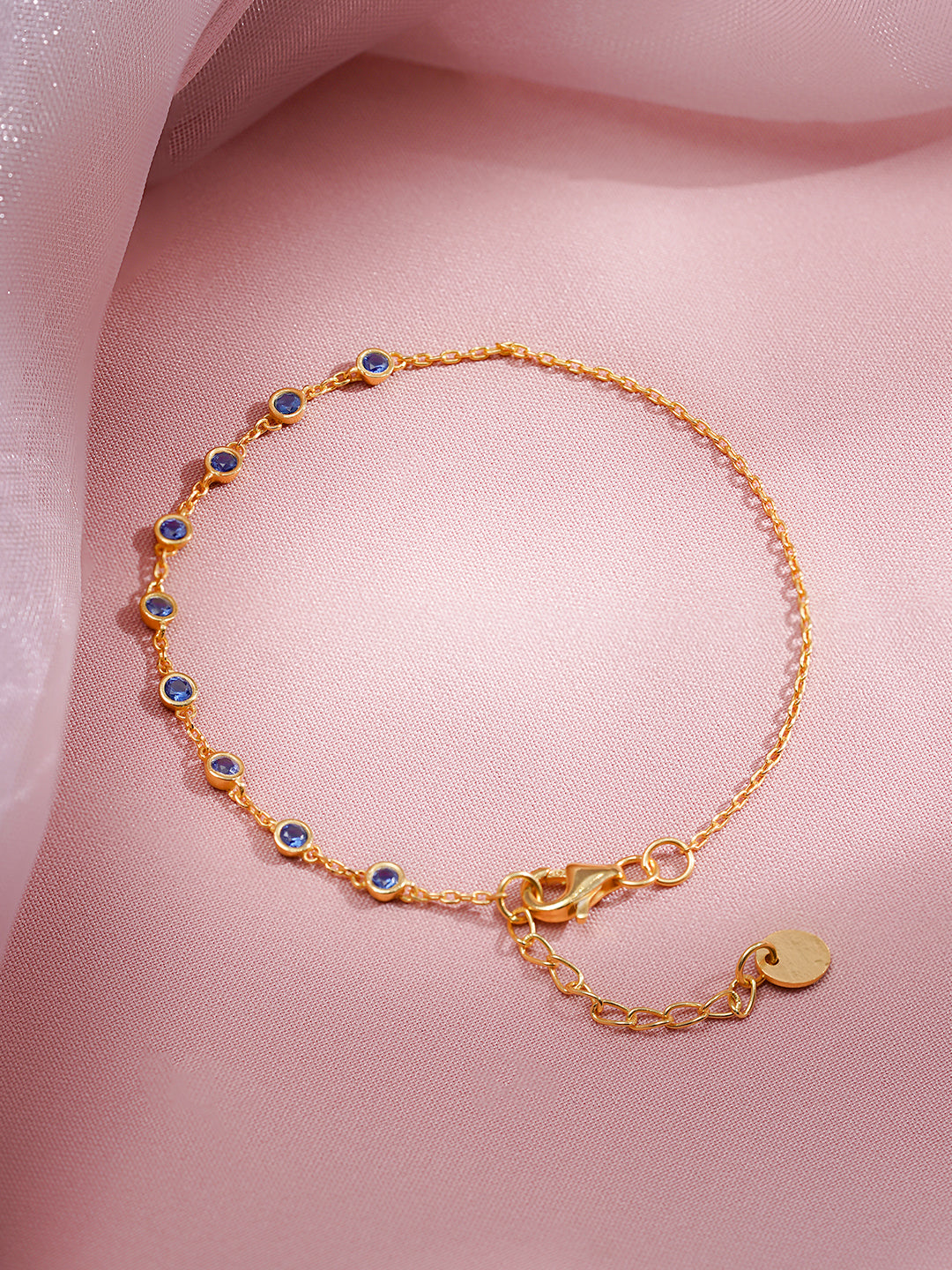 925 Fine Silver Sparkling Blue Crystal Bracelet Length-18 cm : Width - 0. 3 cm