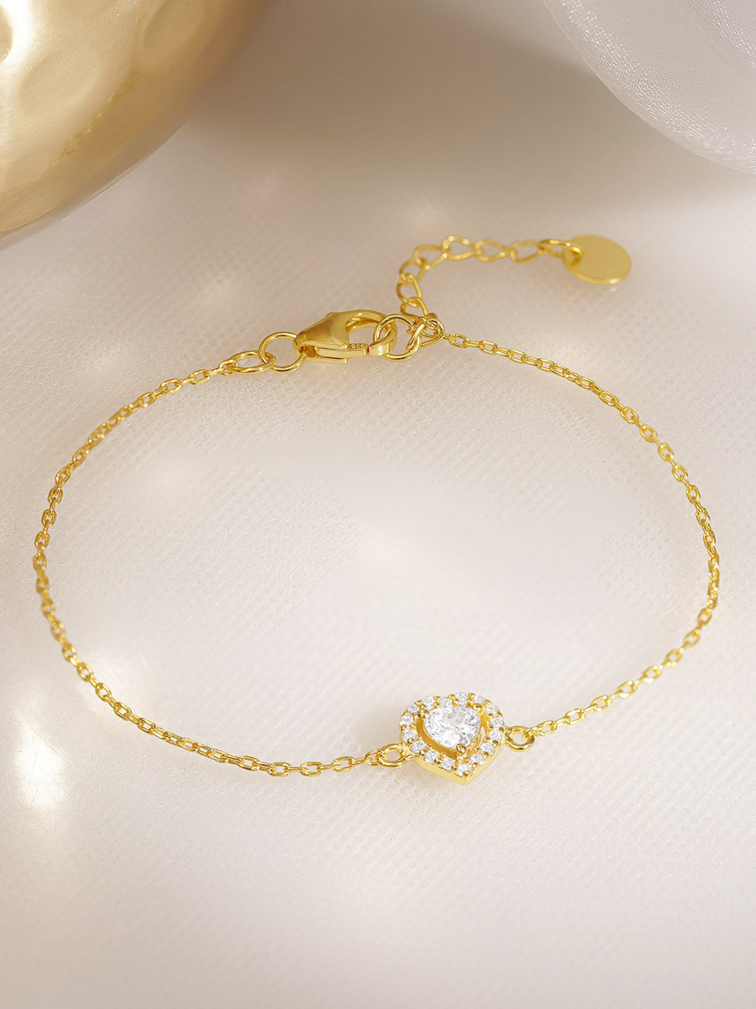 925 Fine Silver Glittering Heart Bracelet Length-15 cm  : Width-1 cm