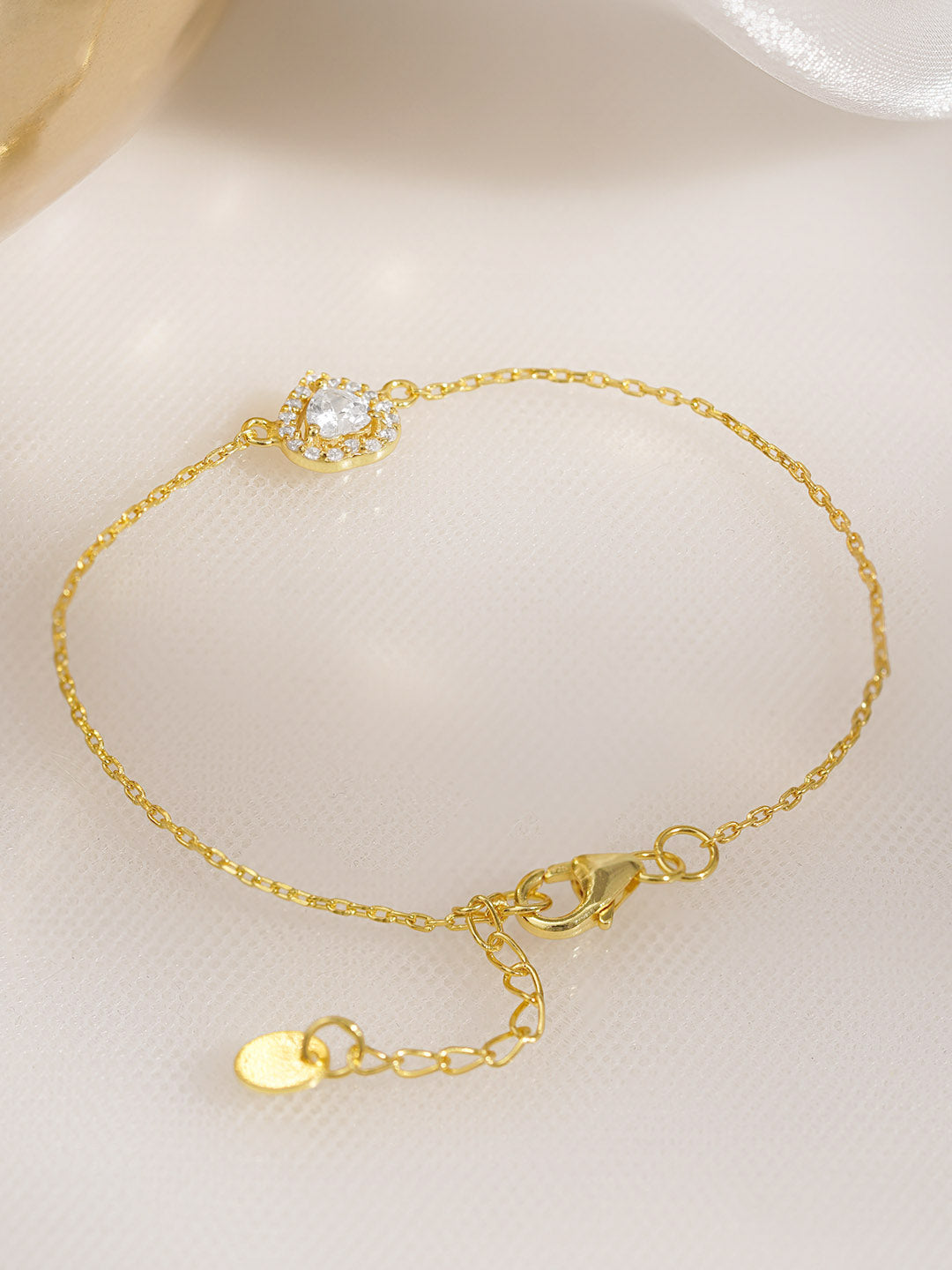 925 Fine Silver Glittering Heart Bracelet Length-15 cm  : Width-1 cm