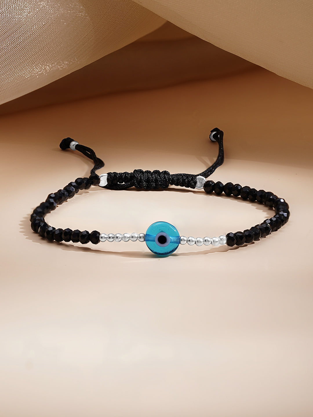 925 Fine Silver Evil Eye Beaded Bracelet Length-15 cm : Width-0.8 cm