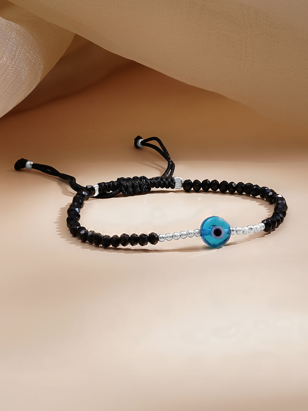 925 Fine Silver Evil Eye Beaded Bracelet Length-15 cm : Width-0.8 cm